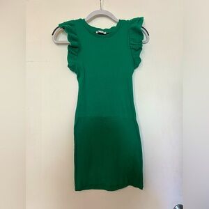 Zara Green Ruffle Sleeve Mini Dress